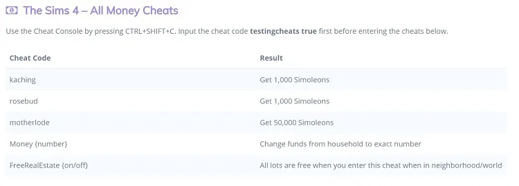 Unlimited Money Cheats